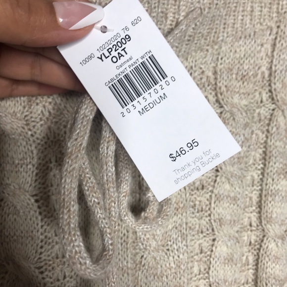 A. Peach Cable Knit Wide Leg Pant - Picture 5 of 10